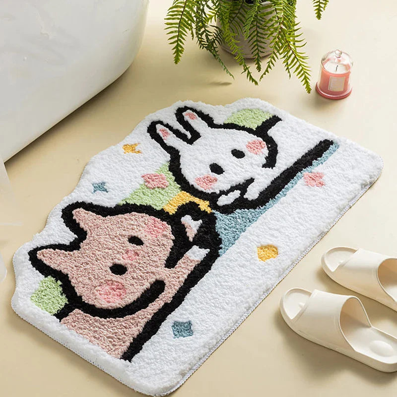 Sweet Bunny Friends Fluffy Floor Mat