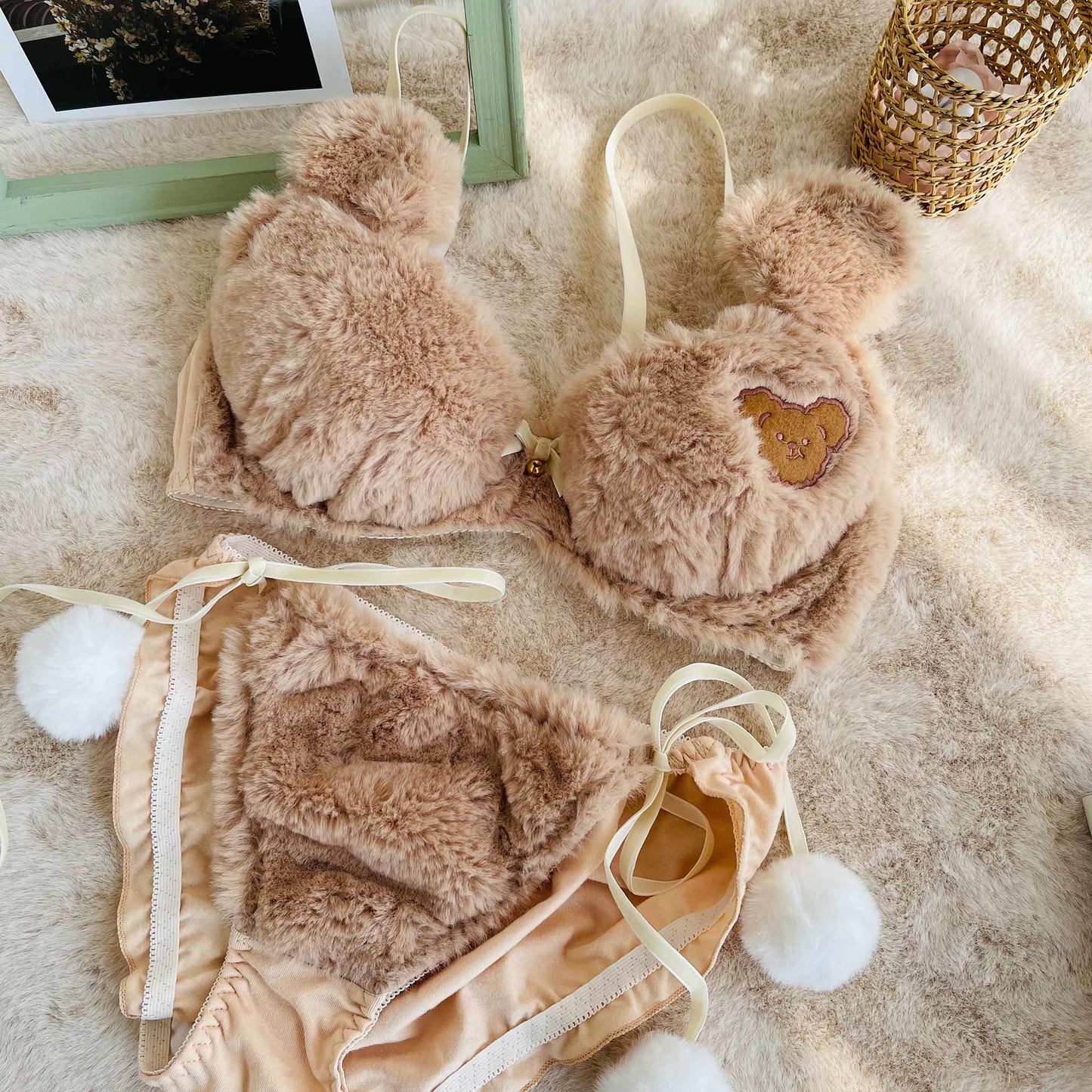 Fuzzy Teddy Bear Lingerie Set