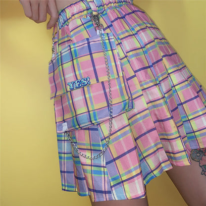 Rainbow Plaid Skirt