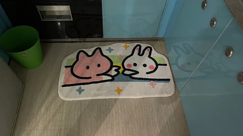 Sweet Bunny Friends Fluffy Floor Mat