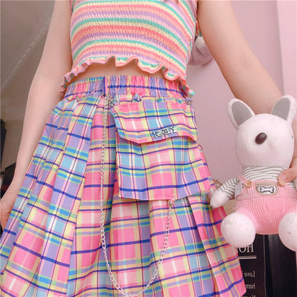 Rainbow Plaid Skirt