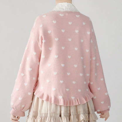 Polkadot Heart Knit Cardigan