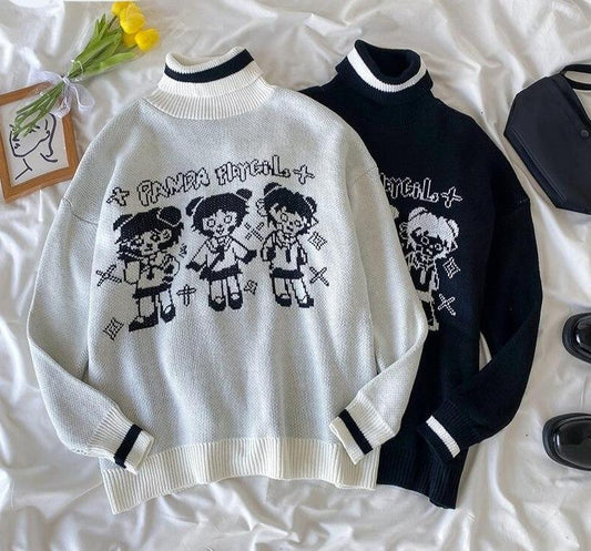 Gothic Panda Knit Turtleneck