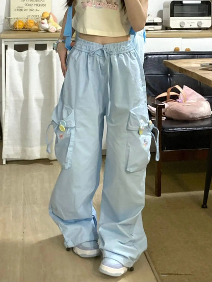 Baby Blue Kawaii Cargo Pants