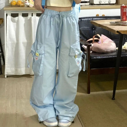 Baby Blue Kawaii Cargo Pants