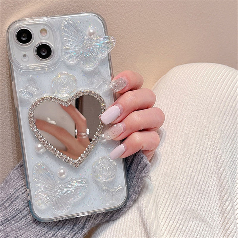 Butterfly Heart Mirror iPhone Case