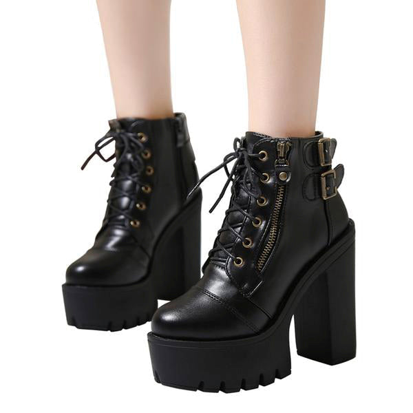 Chunky Lace Up Ankle Boots