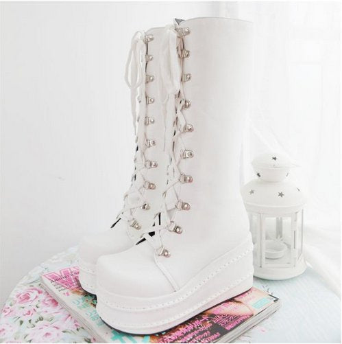 Chunky Platform Moto Boots