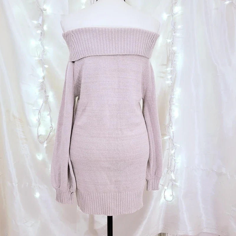 Cozy Ribbon Slouchy Sweater Dress