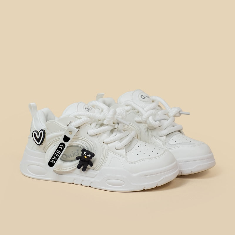 Creepy Teddy White Runners