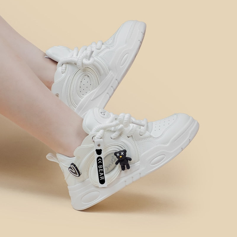 Creepy Teddy White Runners