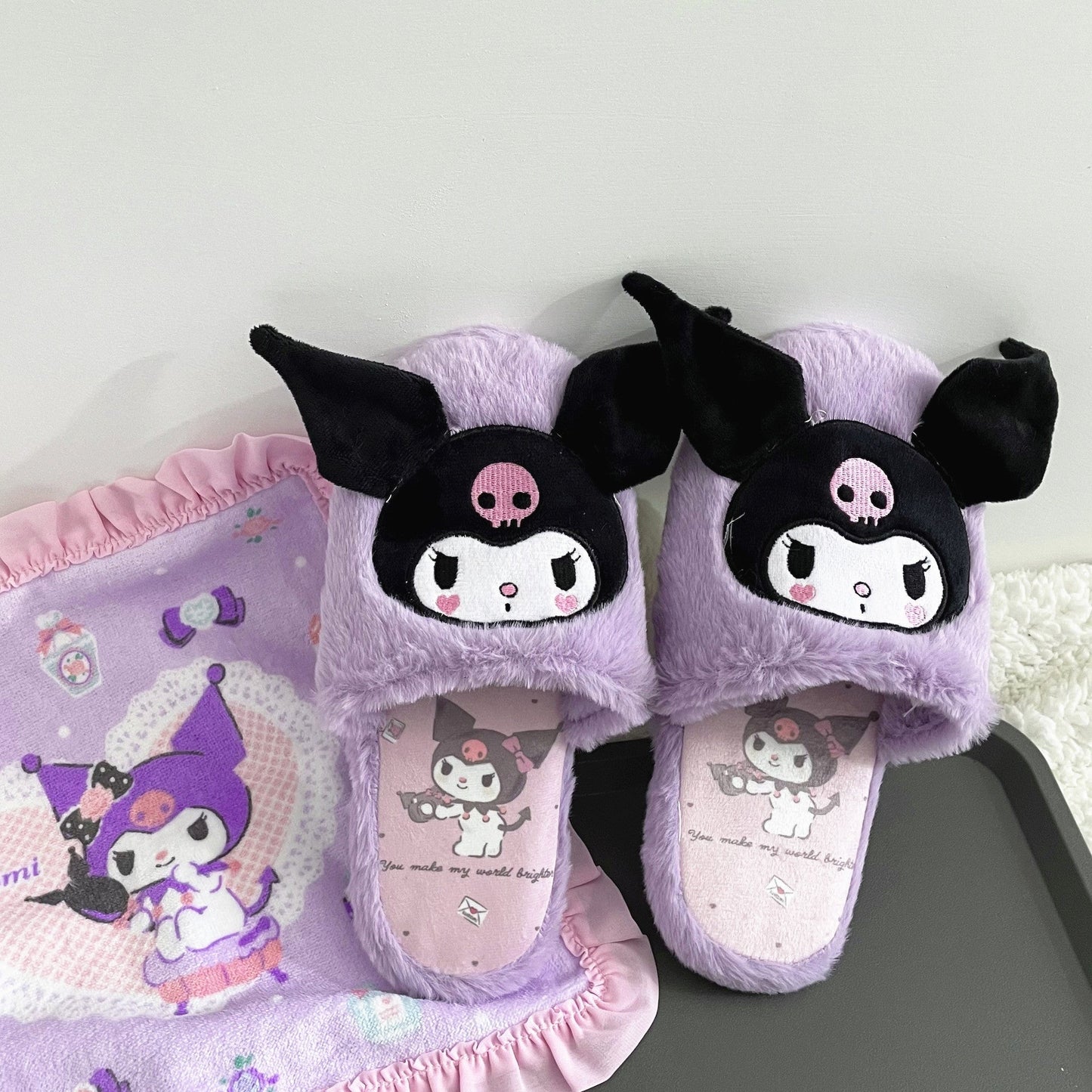 Fuzzy Kuromi Slippers