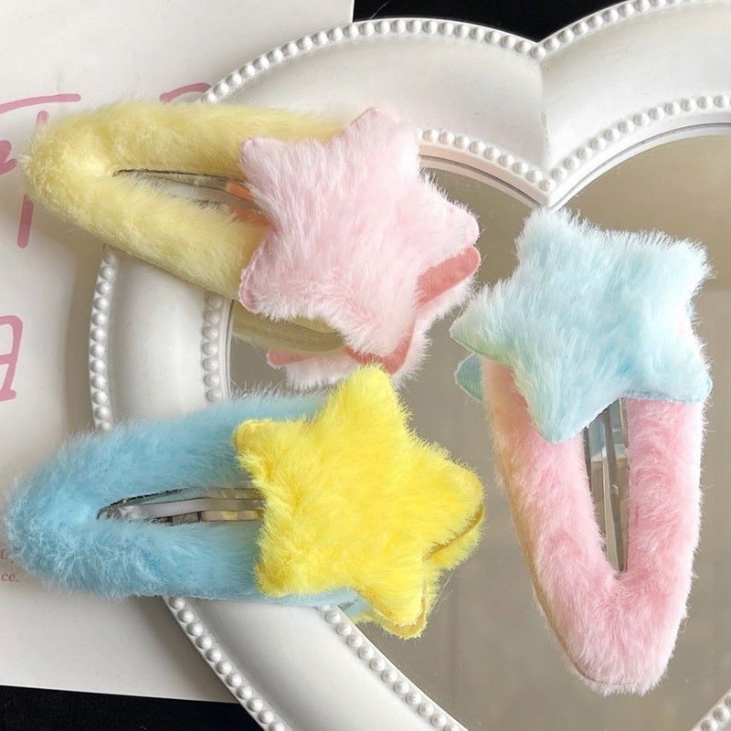 Fuzzy Star Hair Clips