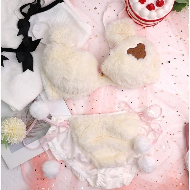 Fuzzy Teddy Bear Lingerie Set