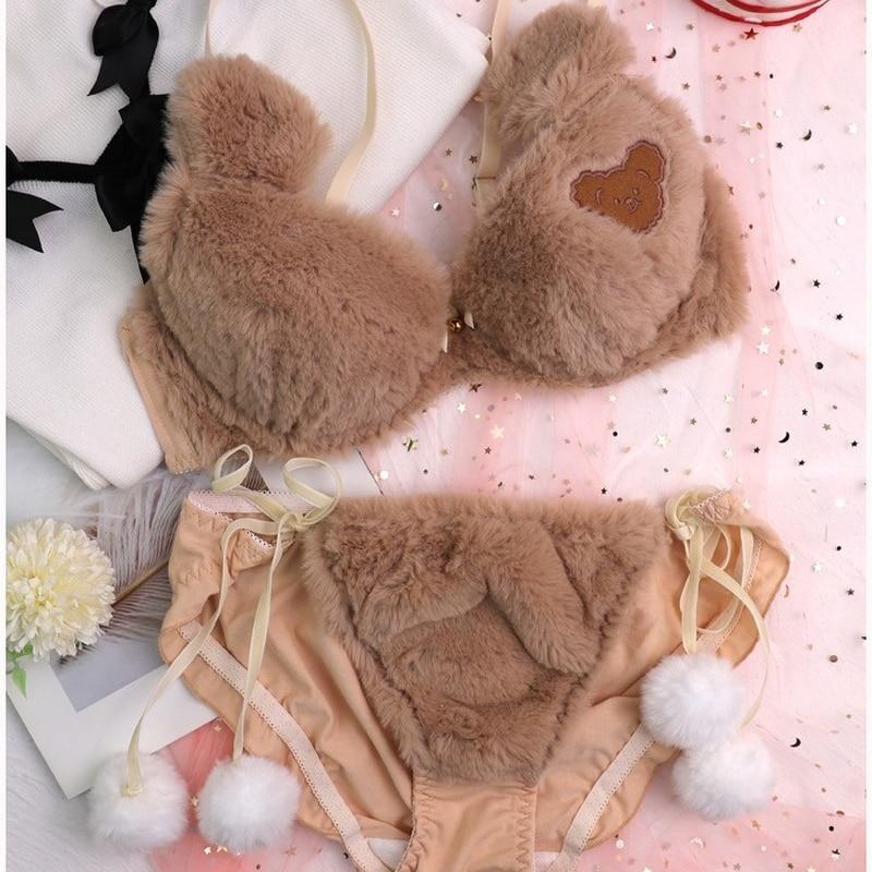 Fuzzy Teddy Bear Lingerie Set