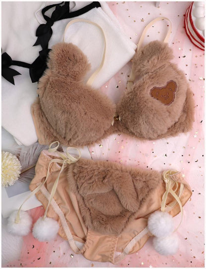 Fuzzy Teddy Bear Lingerie Set