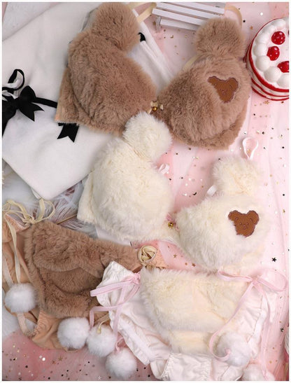 Fuzzy Teddy Bear Lingerie Set