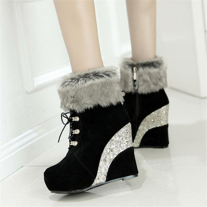 Glitter Wedge Booties