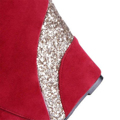 Glitter Wedge Booties