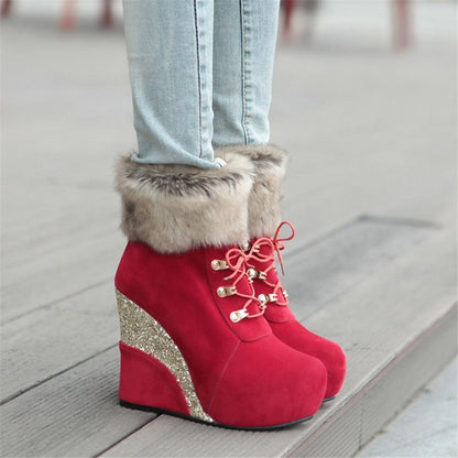 Glitter Wedge Booties