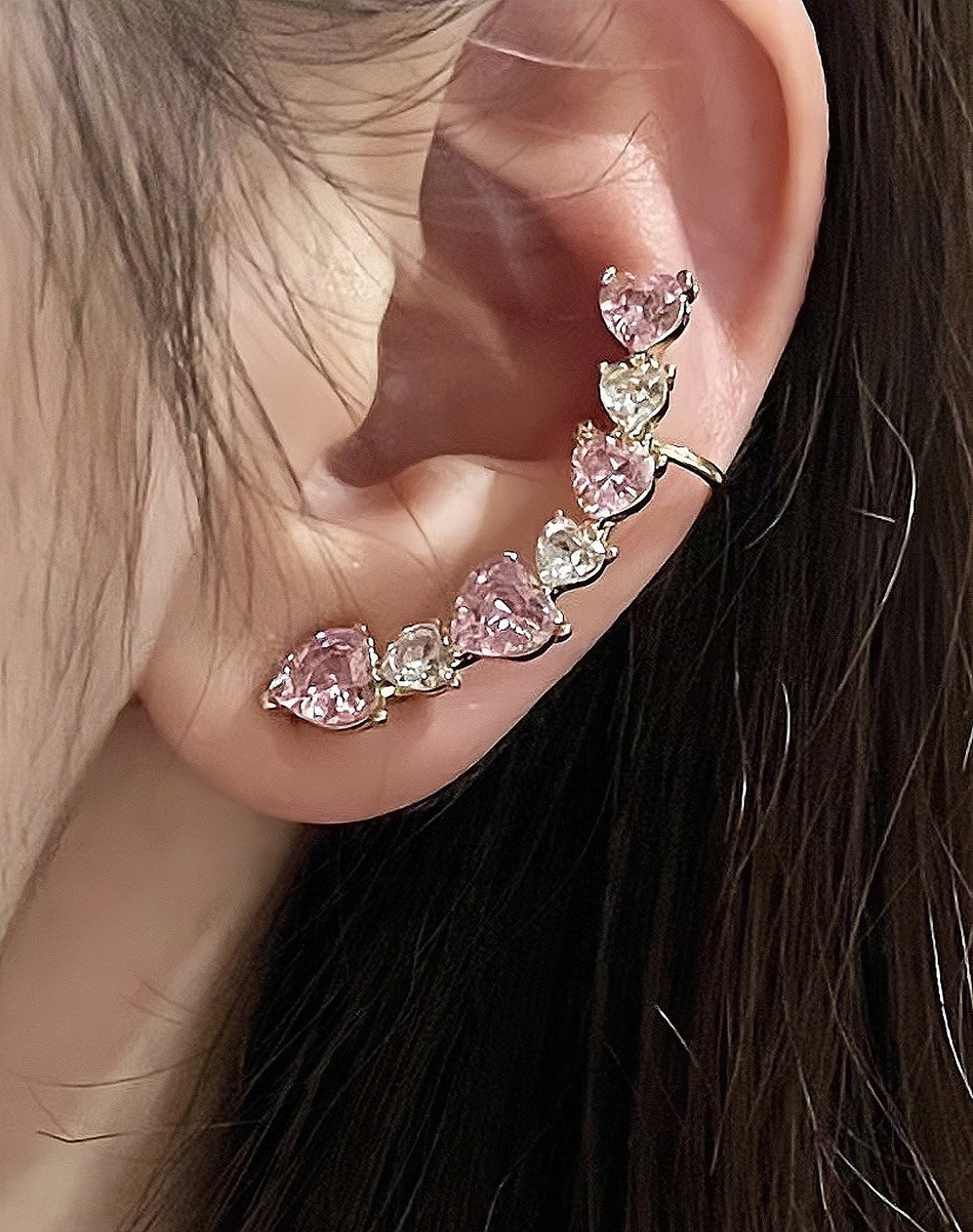 Glittering Hearts Ear Cuff