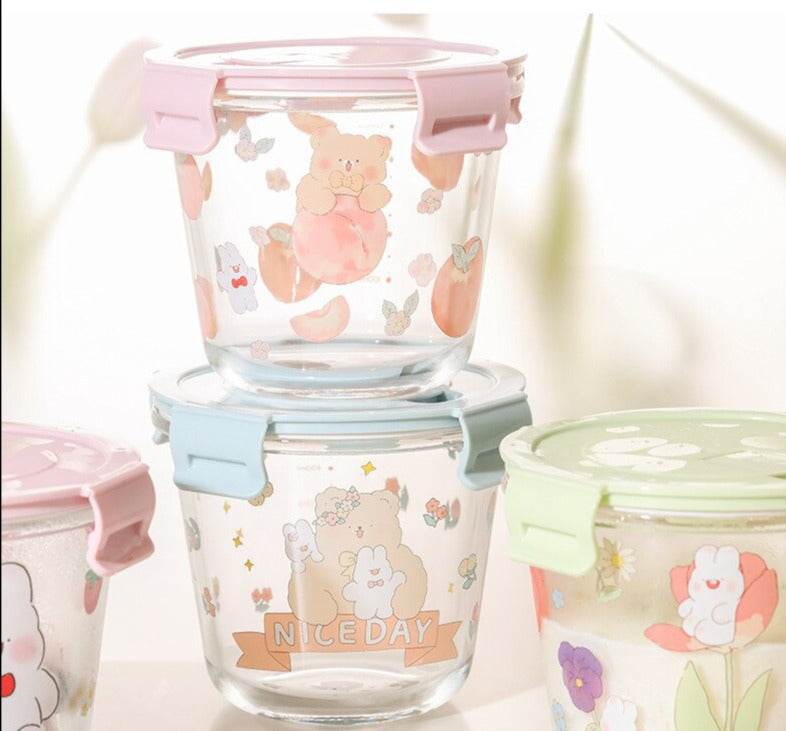 Kawaii Bunny Microwave Glass Bowl With Lid