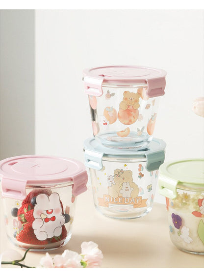 Kawaii Bunny Microwave Glass Bowl With Lid