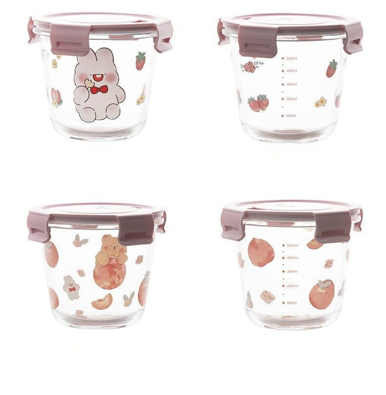 Kawaii Bunny Microwave Glass Bowl With Lid