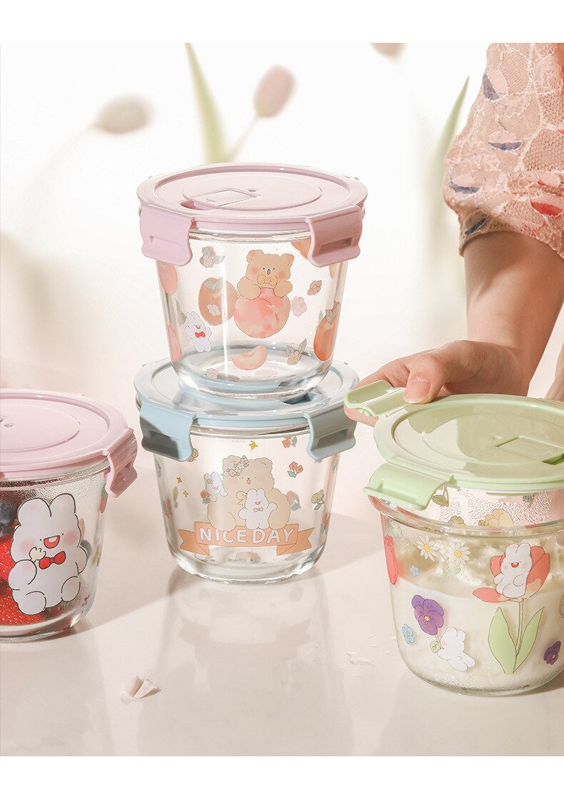 Kawaii Bunny Microwave Glass Bowl With Lid