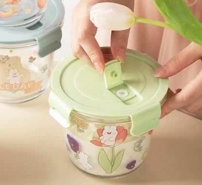 Kawaii Bunny Microwave Glass Bowl With Lid