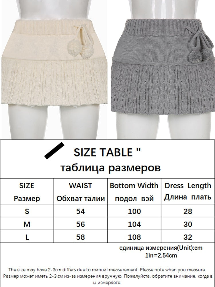 Knit Beige Pompom Skirt