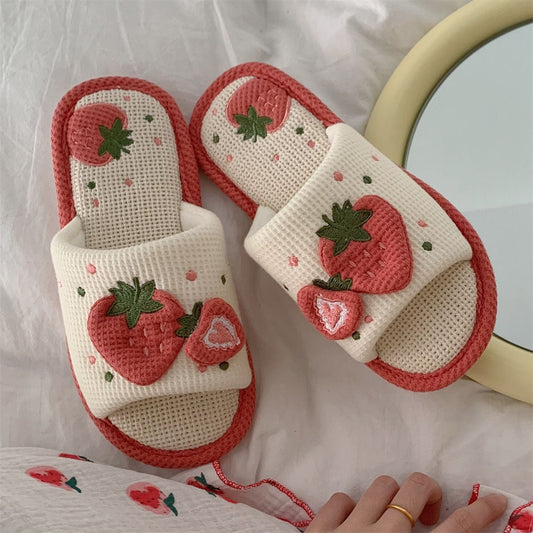 Knit Strawberry Slides