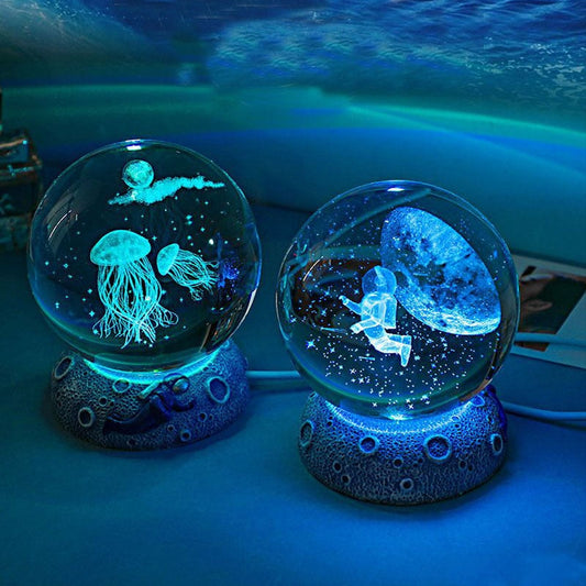 LED Aquamarine Life Snow Globe