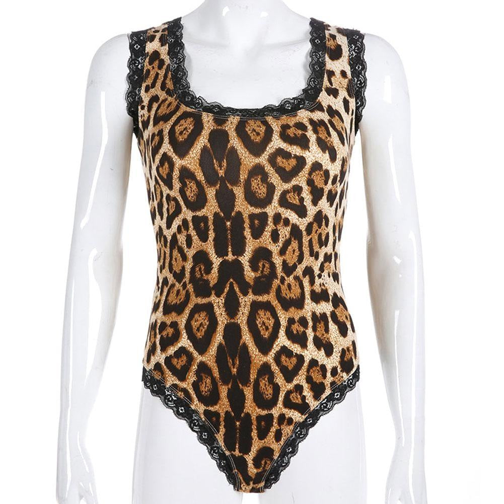 Leopard Lace Back Bodysuit