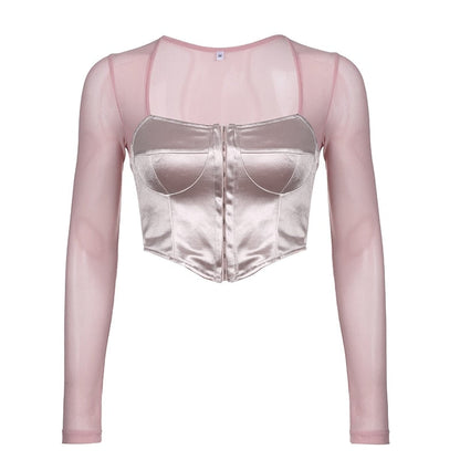 Long Sleeve Satin Bustier