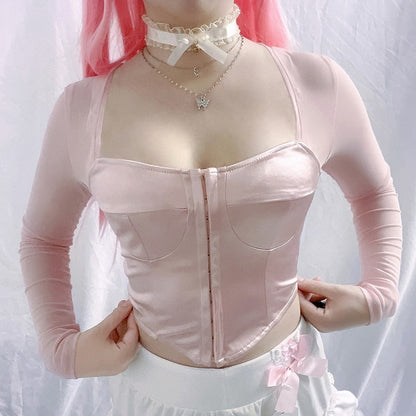 Long Sleeve Satin Bustier