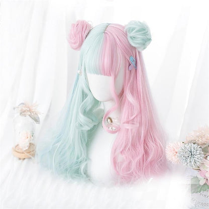 Mint & Pink Bun Wig