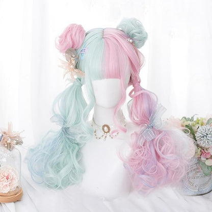 Mint & Pink Bun Wig