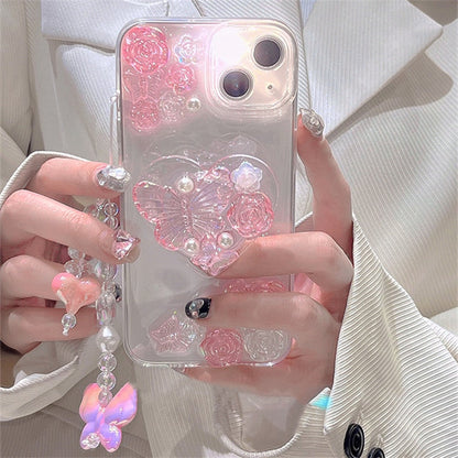 Pastel Candy Butterfly iPhone Case And Chain