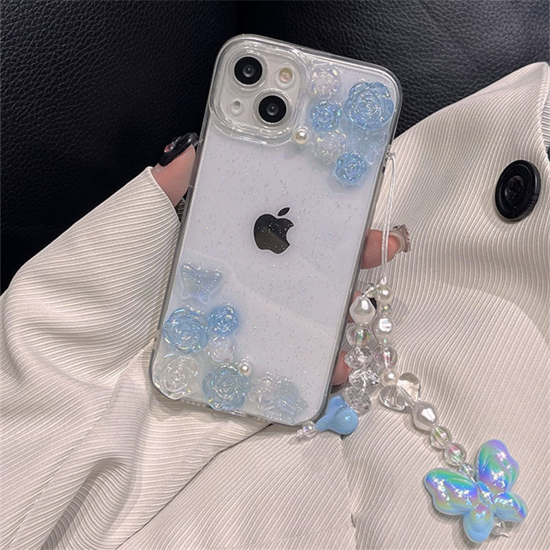 Pastel Candy Butterfly iPhone Case And Chain