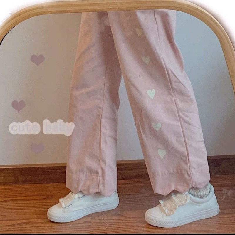 Pastel Heart Print Pants