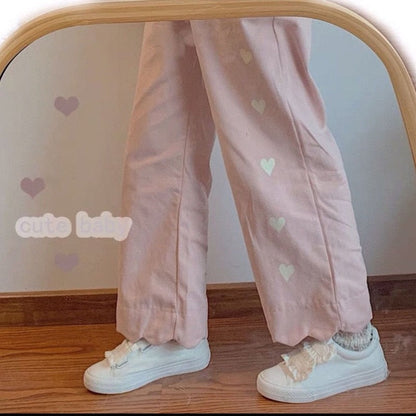 Pastel Heart Print Pants