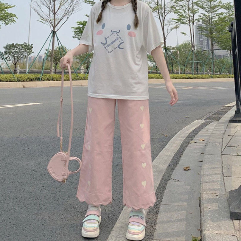 Pastel Heart Print Pants