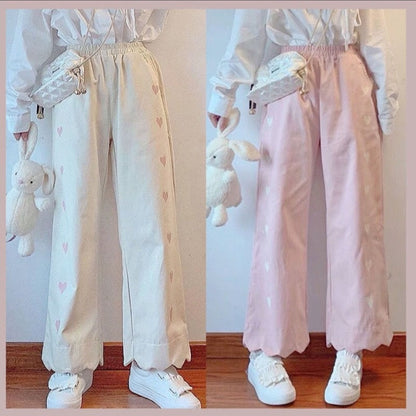 Pastel Heart Print Pants