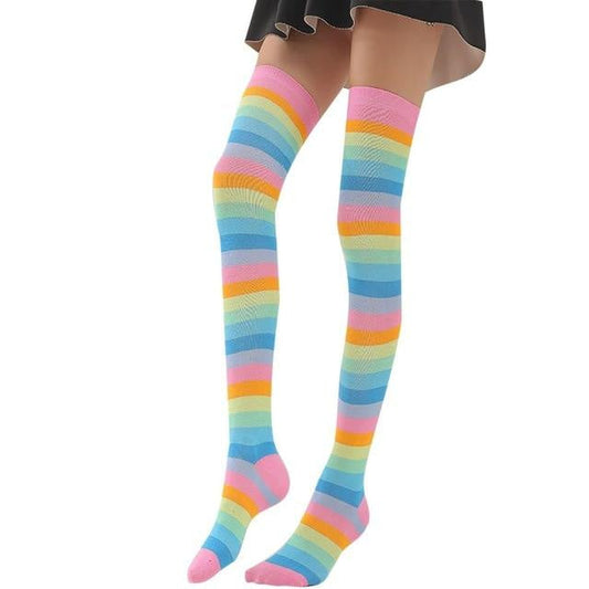 Pastel Rainbow Thigh Highs