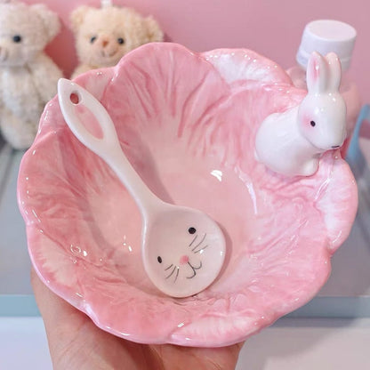 Pink Bunny Bowl & Spoon