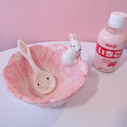 Pink Bunny Bowl & Spoon