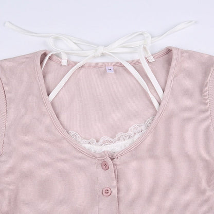 Pink Button Up Lace Cardigan