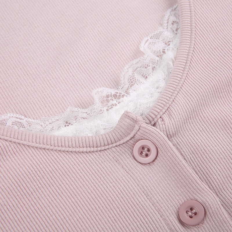 Pink Button Up Lace Cardigan