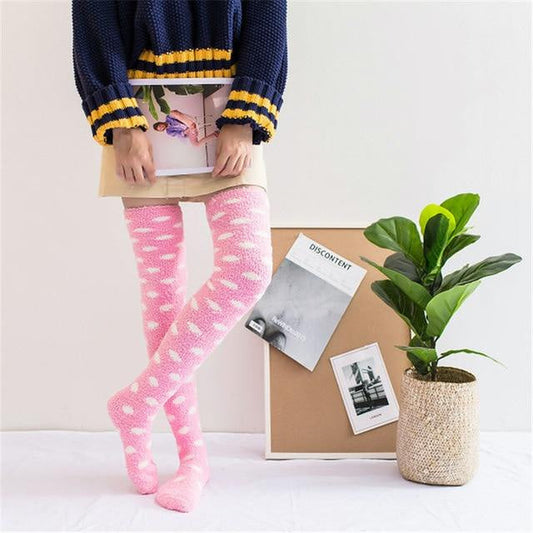 Pink Fuzzy Cloud Thigh Highs